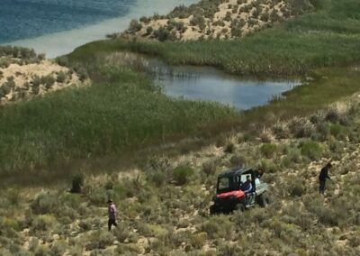 Using hose reels to spray noxious weeds from a UTV